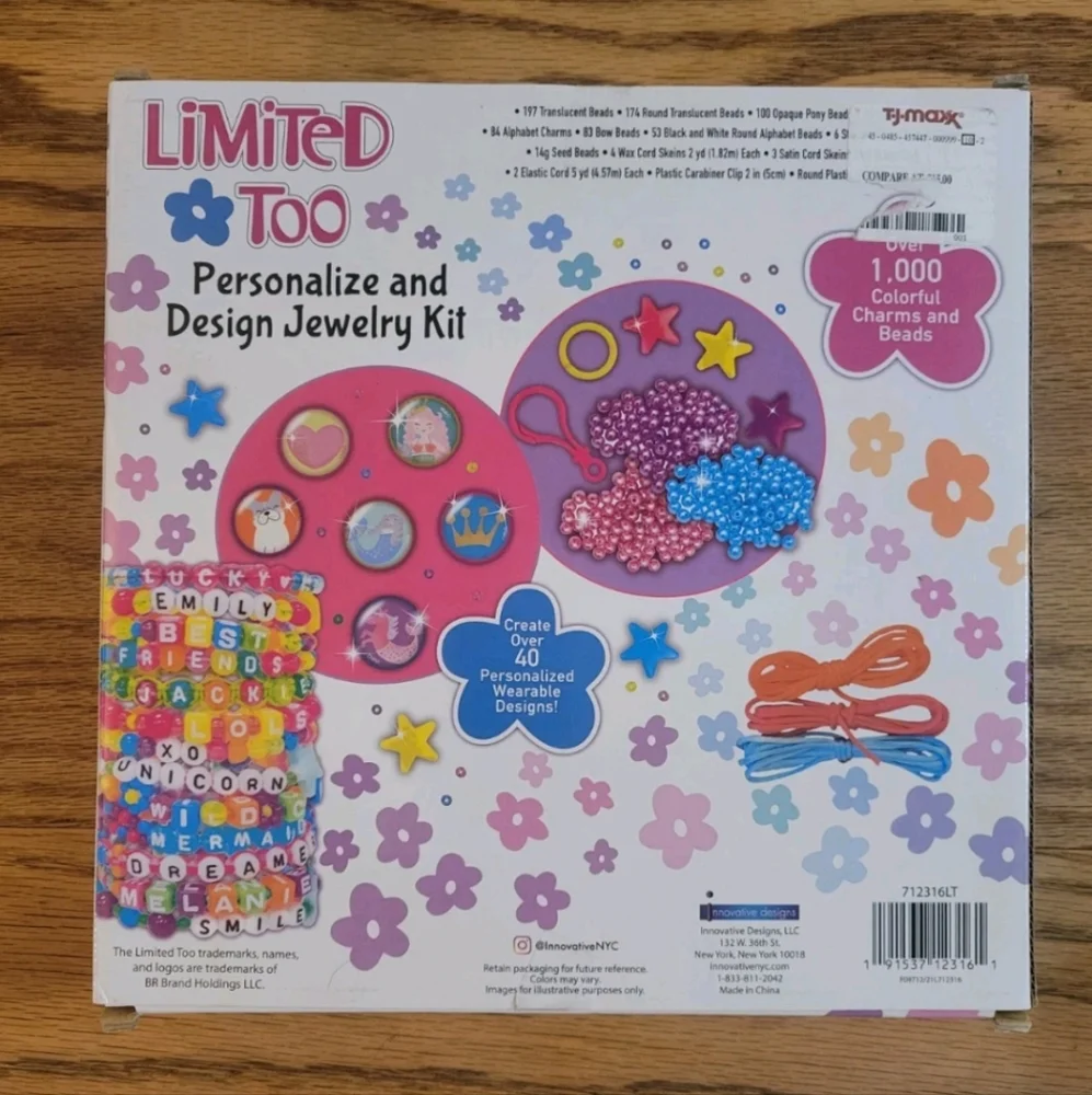 Limited Too Jewelry Bead Kit 1000 Piece BRAND NEW Girls multicolored beads/charm